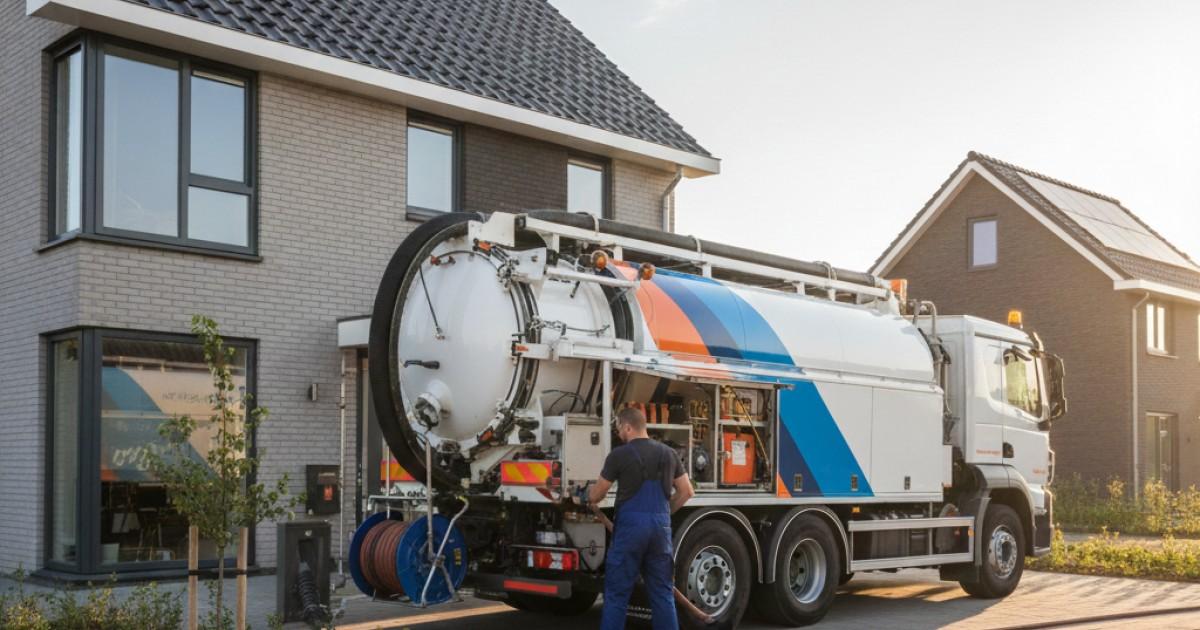 Ontstoppingsbedrijf Amersfoort met ontstoppingsvrachtwagen bij woning